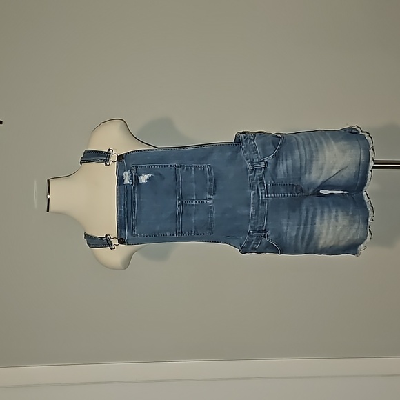 Wild Blue Sadie Robertson Collection Distressed Denim Shortalls Sz L VGUC - Picture 8 of 17